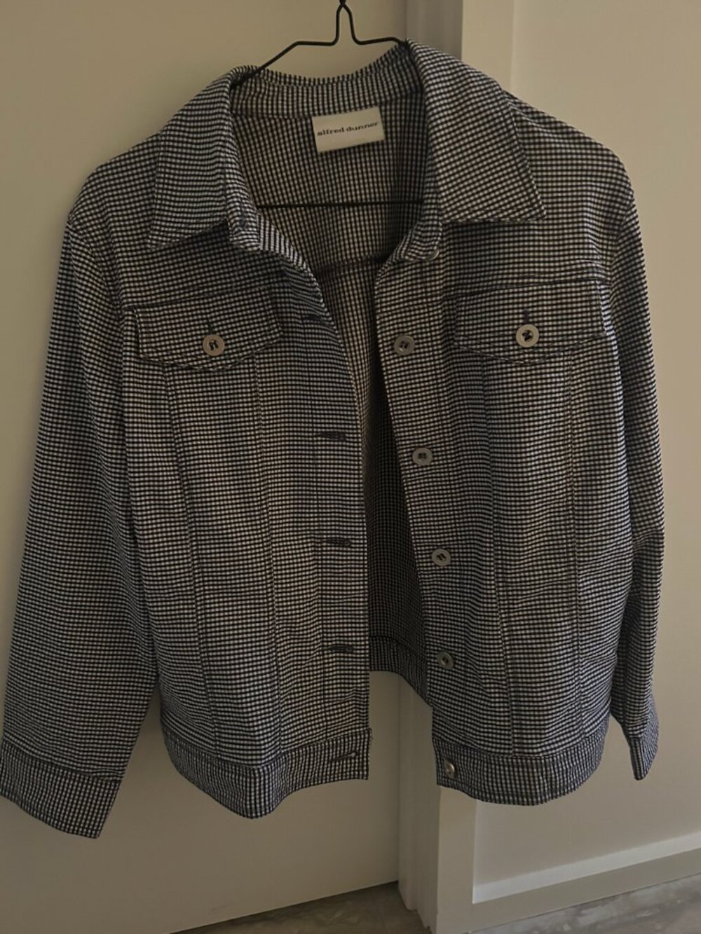 Alfred Dunner Houndstooth Jacket | Navy & White Micro Check